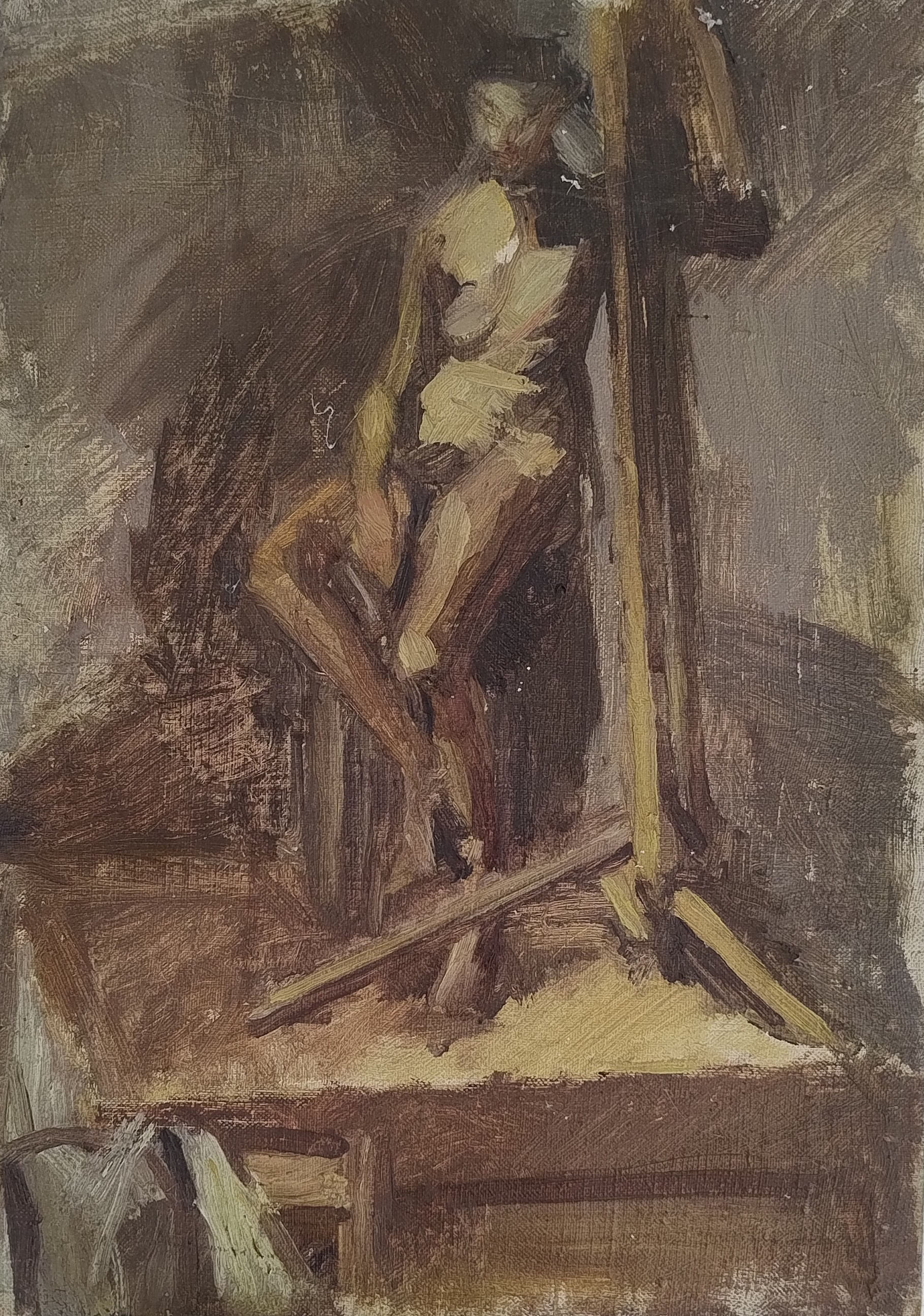 An oil painting of a figure study by Caroline Mayow