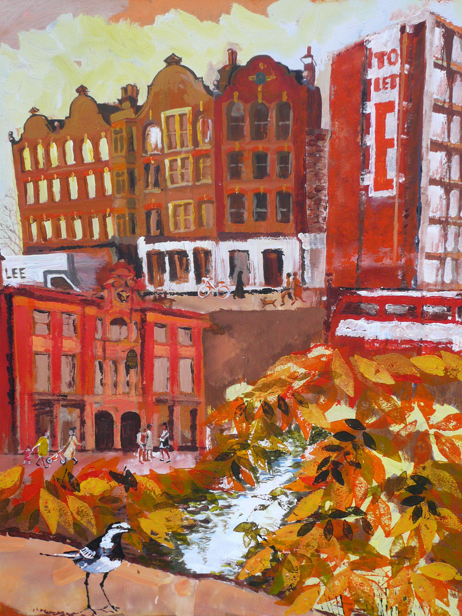 An acrylic painting of Lee Green by Caroline Mayow