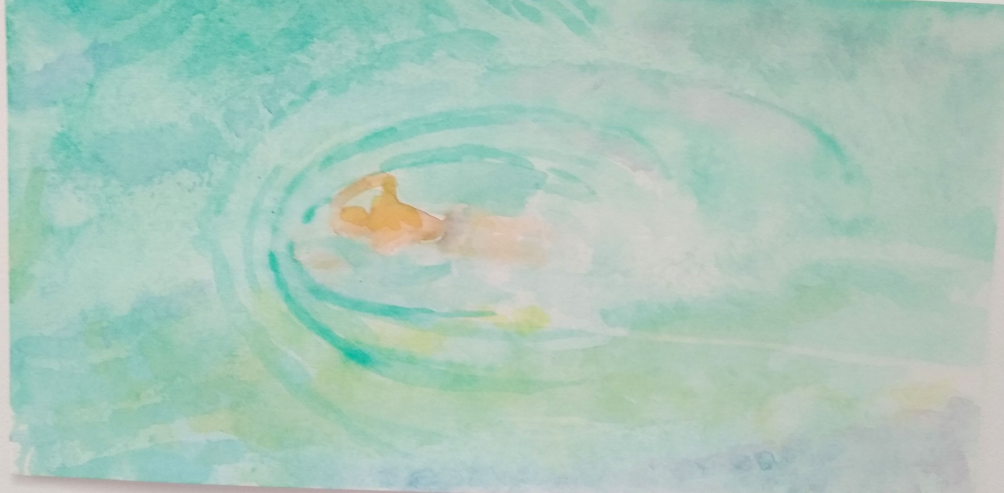 A watercolour painting of a swimmer by Caroline Mayow