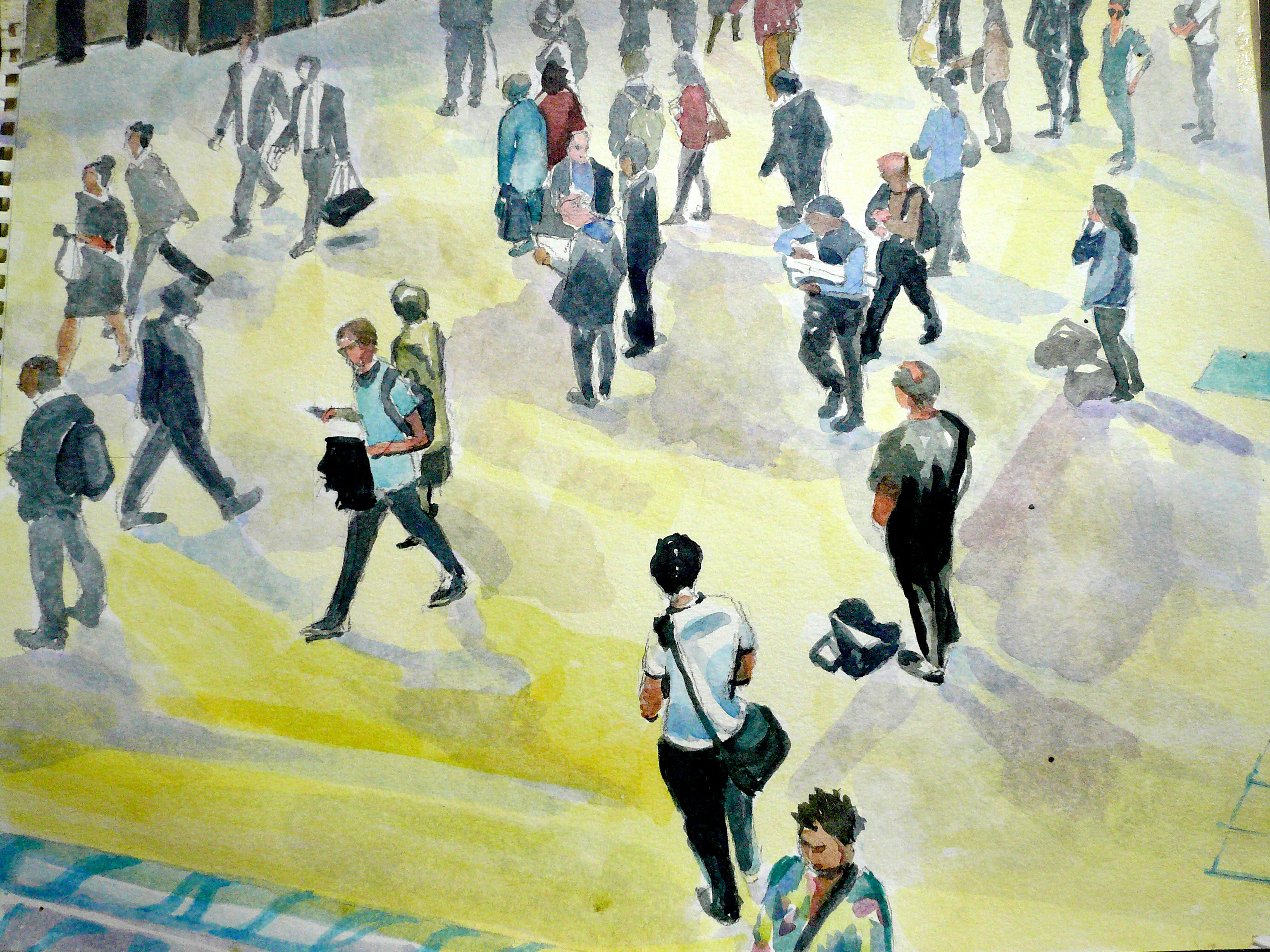 A watercolour of Waterloo Station by Caroline Mayow